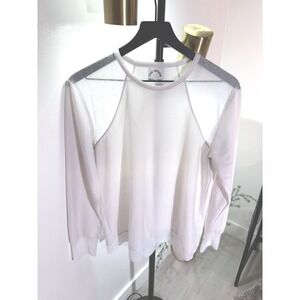 The Upside mesh top crewneck long sleeve white upscale luxury athleisure